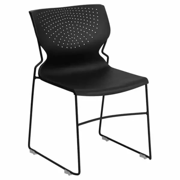 Flash Furniture RUT-438-BK-GG Stacking Chair with Black Plastic Seat and Metal Frame — main image