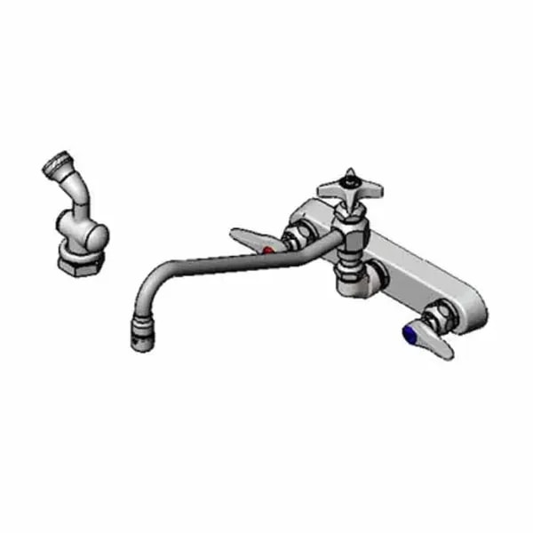 T&S B-1157-12 8" Wall Mount Workboard Faucet with 12" Swing Spout Nozzle — main image
