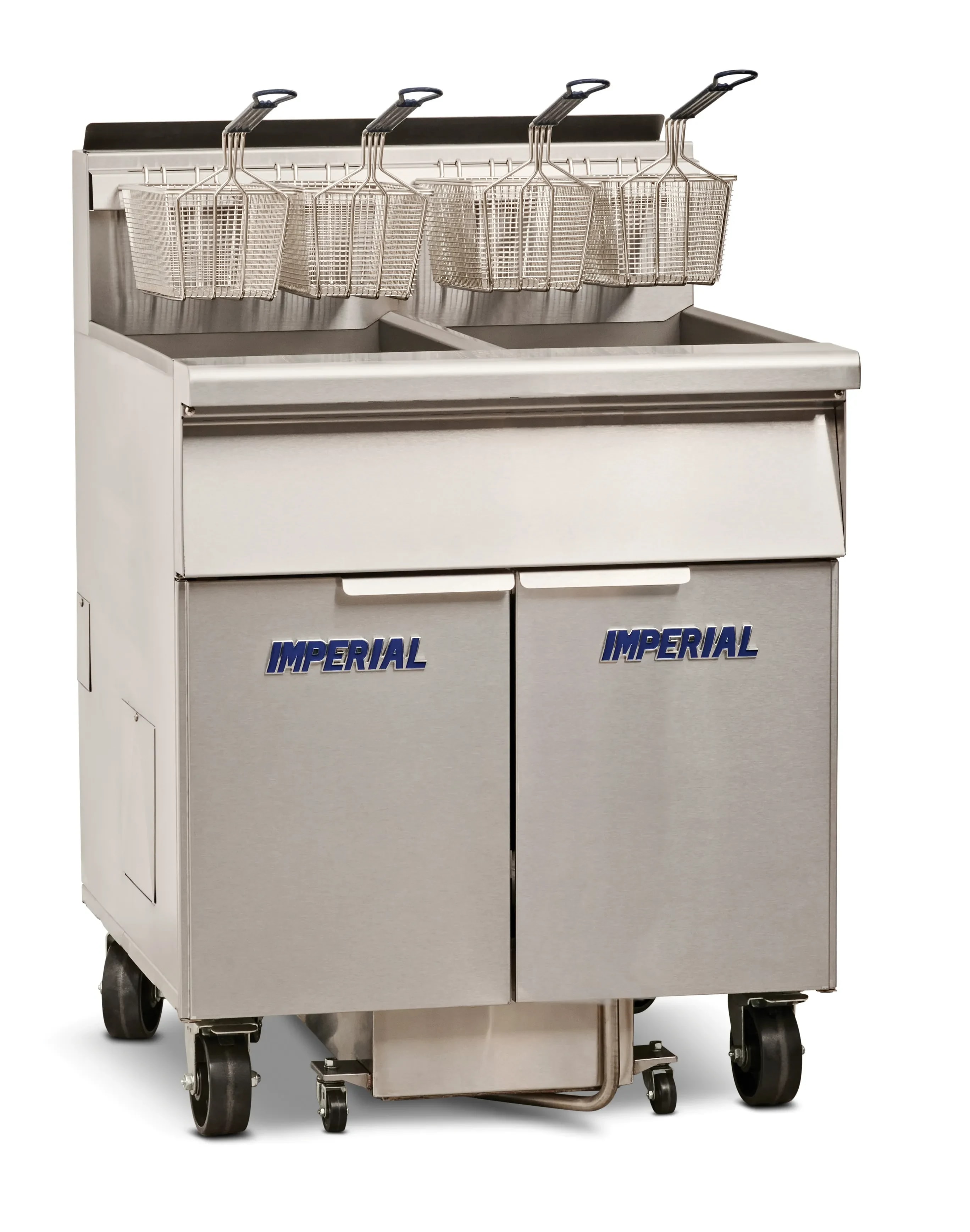 Imperial IFSSP375EUC Pro Series Electric Freestanding Tilt-Up Ribbon Fryer 3 Vat 75 Pound Heavy-Duty Electronic Thermostat Control — 480V, 3PH — main image