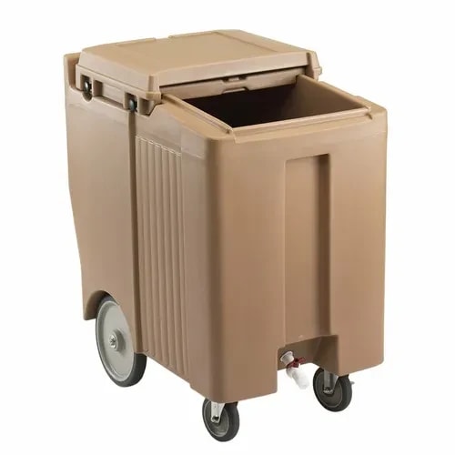 Cambro Slidinglid ICS175TB157 175 Lb. Coffee Beige Mobile Ice Caddy — main image
