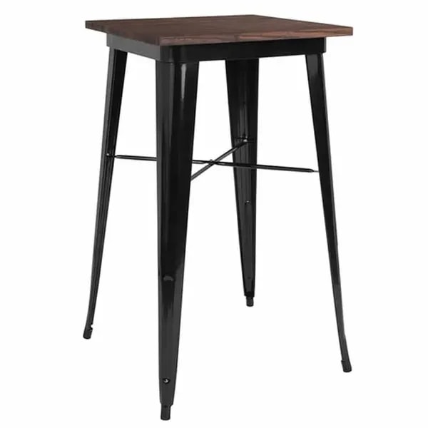 Flash Furniture CH-31330-40M1-BK-GG Square Bar Height Galvanized Steel Table with Walnut Elm Wood Top — main image