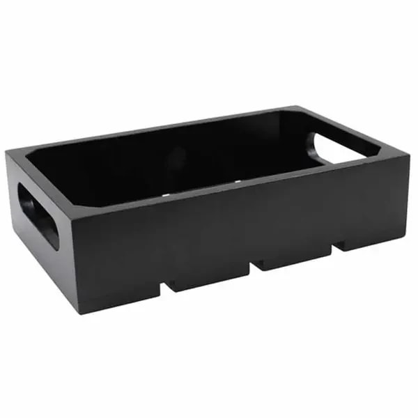 Tablecraft CRATE14BK Fourth Size Black Wood Display Crate 2-3/4" Deep — main image