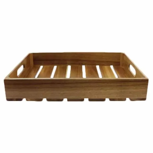 Tablecraft CRATE124 Half Size Brown Wood Display Crate 4-1/4" Deep — main image