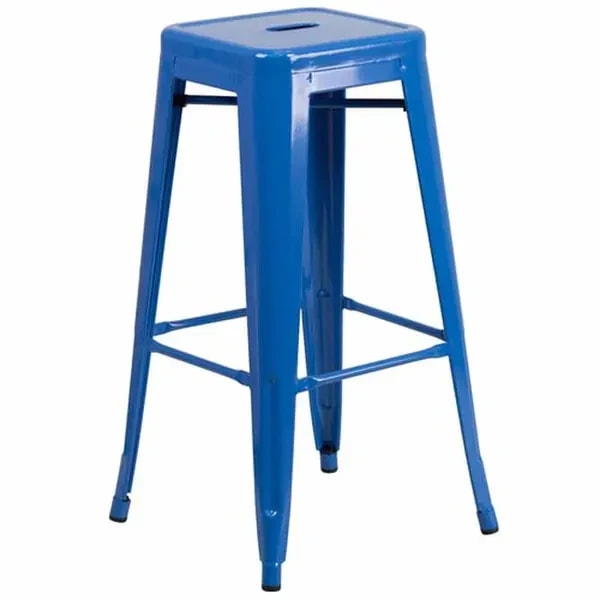 Flash Furniture CH-31320-30-BL-GG Blue Galvanized Steel Bar Stool — main image