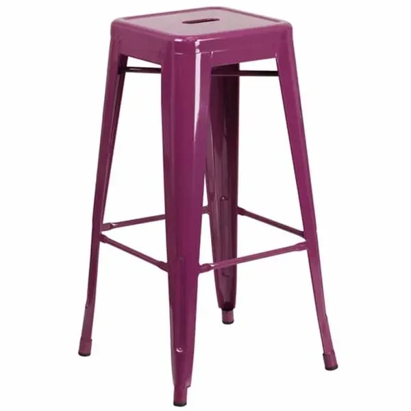 Flash Furniture ET-BT3503-30-PUR-GG Purple Galvanized Steel Bar Stool — main image