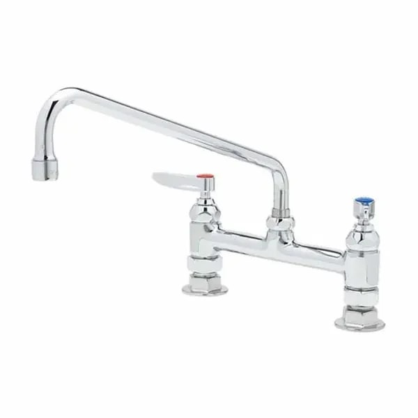 T&S B-2280 8" Deck Mount Double Pantry Faucet with 12" Swing Spout Nozzle — main image