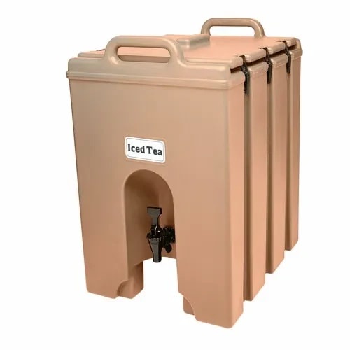 Cambro Camtainer 1000LCD157 11-3/4 Gallon Insulated Coffee Beige Beverage Dispenser — main image