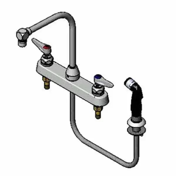 T&S B-1173 8" Deck Mount Workboard Faucet with swing Gooseneck — main image