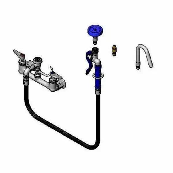 T&S B-2312-CR 8" Wall Mount Pot Filler Faucet with 44" Hose — main image
