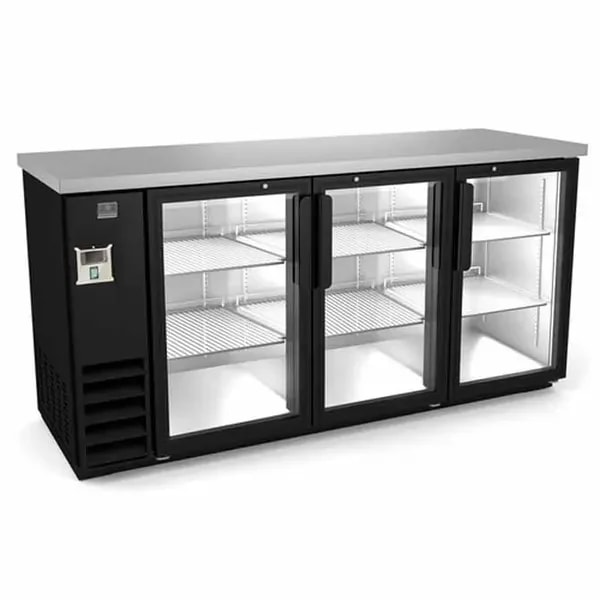Kelvinator KCHBB72G Stainless Steel Top Back Bar Cooler with Glass Doors 73"W — main image