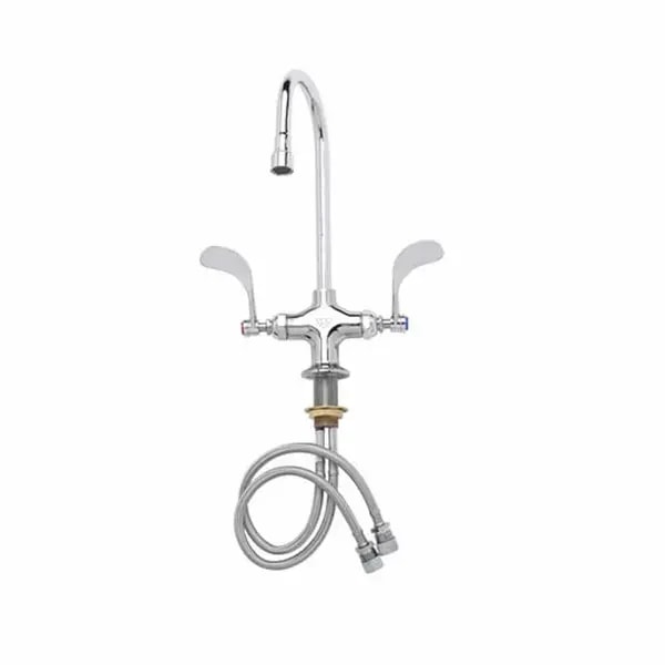 T&S B-0300-WH4 Single Hole Deck Mount Double Pantry Faucet with 5-3/4" Gooseneck Spout — main image