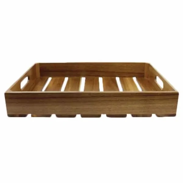Tablecraft CRATE114 Full Size Brown Wood Display Crate 4-1/4" Deep — main image