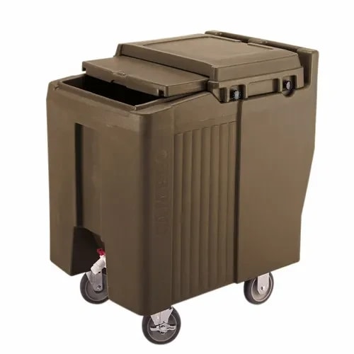 Cambro Slidinglid ICS175L131 175 Lb. Dark Brown Mobile Ice Caddy — main image