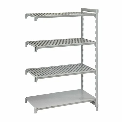 Cambro Camshelving CPA184284VS4PKG 4-Shelf Polypropylene-Covered Steel Posts Speckled Gray Shelving Kit 42"W X 18"D X 84"H — main image