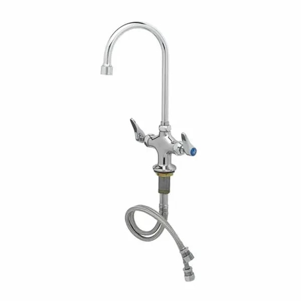T&S B-0300-VR4-WS Single Hole Deck Mount Double Pantry Faucet with 5-3/4" Gooseneck Spout — main image