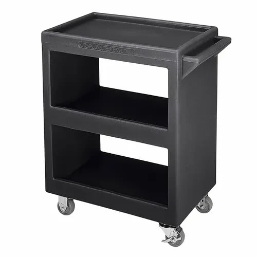 Cambro BC2254S110 3-Shelf 350 Lb. Capacity Black Utility Bus Cart — main image