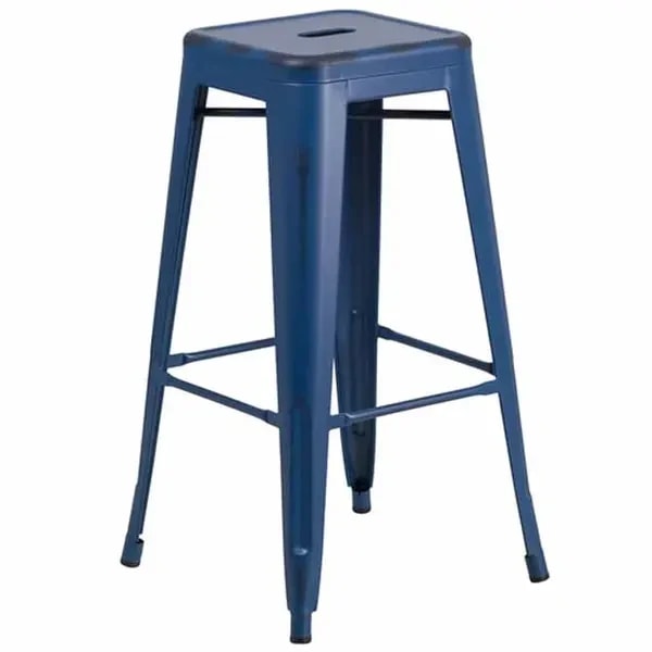 Flash Furniture ET-BT3503-30-AB-GG Antique Blue Galvanized Steel Bar Stool — main image