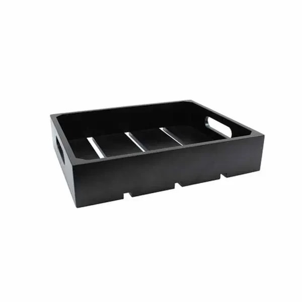 Tablecraft CRATE11BK Full Size Black Wood Display Crate 2-3/4" Deep — main image