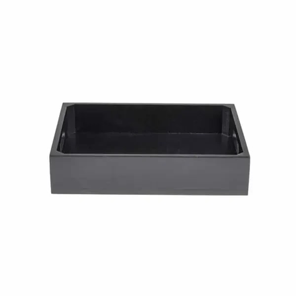Tablecraft CRATESB12BK Half Size Black Wood Display Crate 2-3/4" Deep — main image