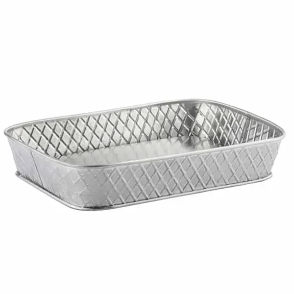 Tablecraft 10038 Lattice Stainless Steel Rectangular Platter 9-1/2" x 6-1/2" x 1-1/2" — main image