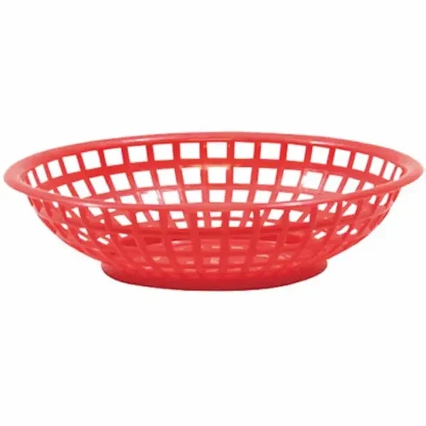 Tablecraft 1075R Red Round Platter Basket 8" x 2" | Case of 36 — main image