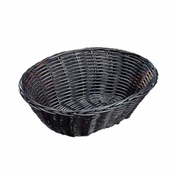 Tablecraft 2474 Black Oval Woven Basket 9" x 6" x 2-1/4 | Case of 12 — main image