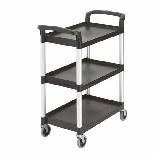 Cambro BC331KD110 3-Shelf 300 Lb. Capacity Black Utility Bus Cart — main image