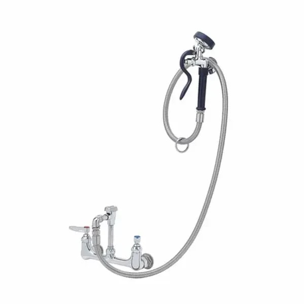 T&S B-0167-02 8" Wall Mount Pre-Rinse Faucet with 72" Hose Spray Assembly with Spray Hose — main image