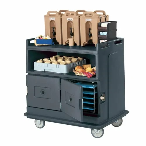 Cambro MDC24191 2-Compartment Granite Gray Beverage Service Cart — main image