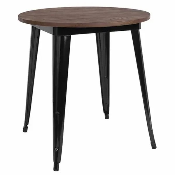 Flash Furniture CH-51090-29M1-BK-GG 26" Round Dining Height Wood Silver Table — main image