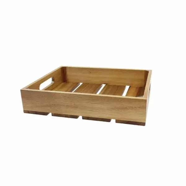 Tablecraft CRATE11 Full Size Brown Wood Display Crate 2-3/4" Deep — main image