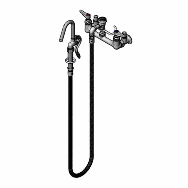T&S B-0610-JJ 8" Wall Mount Pot Filler Faucet with 68" Hose — main image