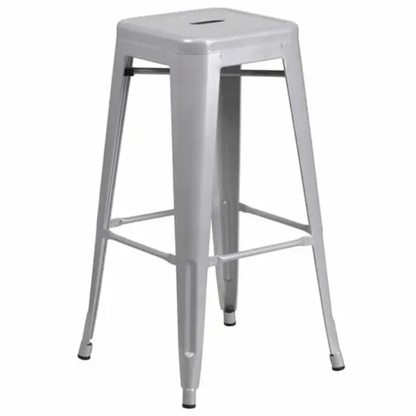 Flash Furniture CH-31320-30-SIL-GG Silver Galvanized Steel Bar Stool — main image