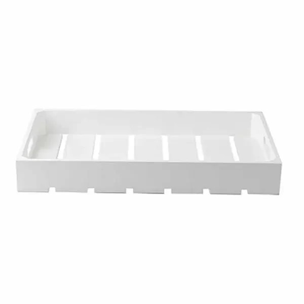 Tablecraft CRATE11W Full Size White Wood Display Crate 2-3/4" Deep — main image