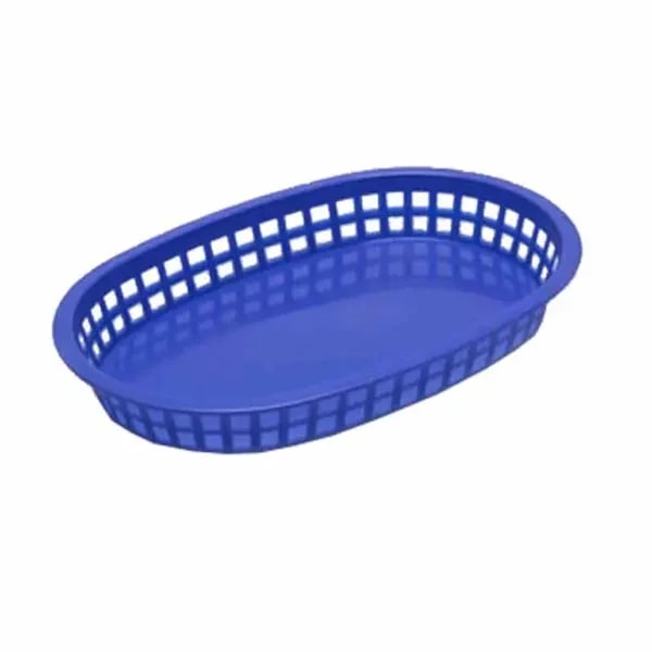 Tablecraft 1076BL Royal Blue Oval Chicago Platter Basket 10-1/2" x 7" x 1-1/2 | Case of 36 — main image