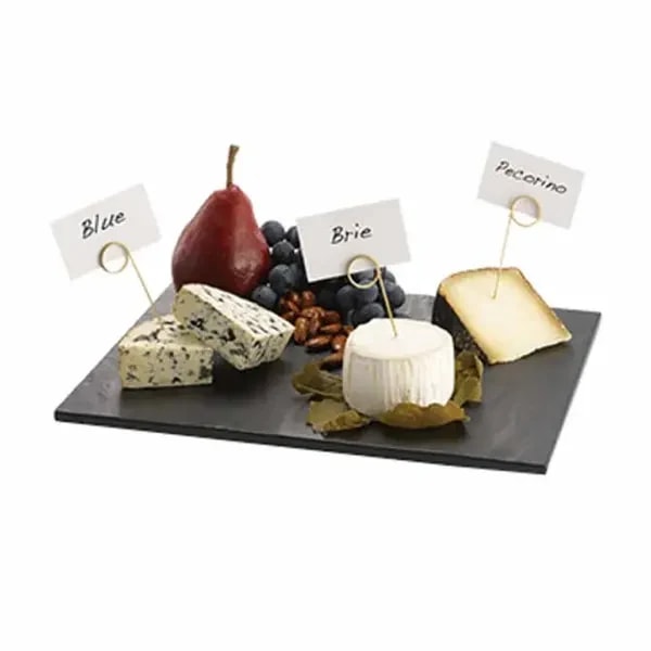 Tablecraft MG2 Frostone Black Slate Rectangular Melamine Serving Tray 12-3/4" x 10-3/8" — main image