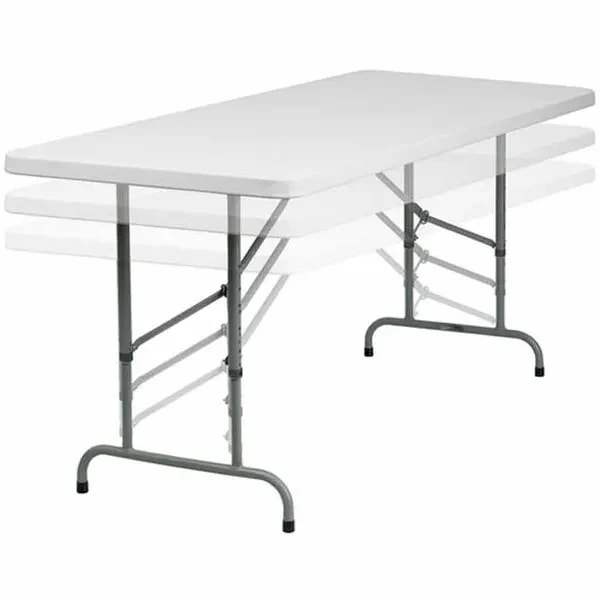 Flash Furniture RB-3072ADJ-GG 30" x 72" Granite White Plastic Top Folding Table — main image