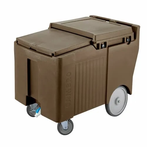 Cambro Slidinglid ICS175LB131 175 Lb. Dark Brown Mobile Ice Caddy — main image