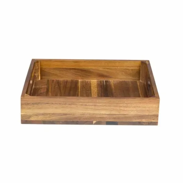 Tablecraft CRATESB12 Half Size Brown Wood Display Crate 2-3/4" Deep — main image