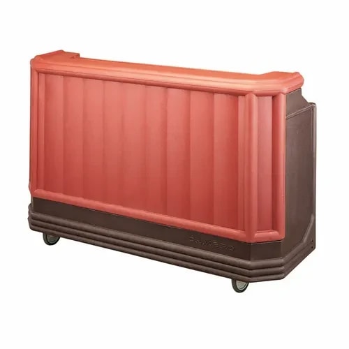 Cambro Cambar BAR730CP189 Brown Mahogany Portable Bar 7-Bottle Speed Rail Portable Bar 72-3/4"W X 26"D X 48"H — main image