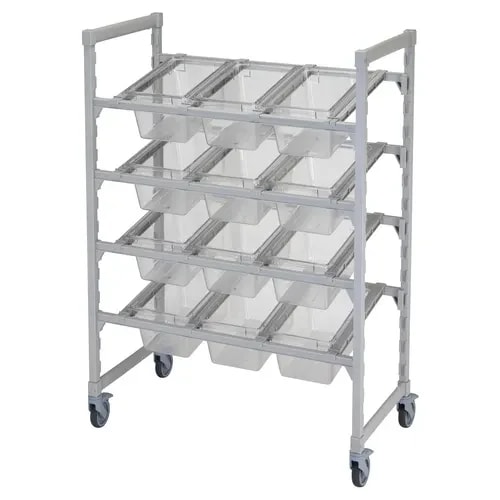 Cambro Camshelving CPM244867FX1480 4-Tier Speckled Gray Mobile Flex Station 24"W X 48"L X 67"H — main image