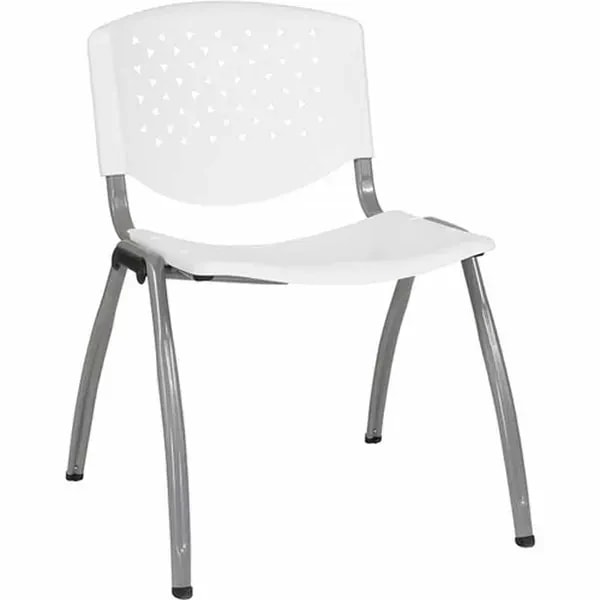 Flash Furniture RUT-F01A-WH-GG Chair White Plastic Seat and Metal Frame — main image