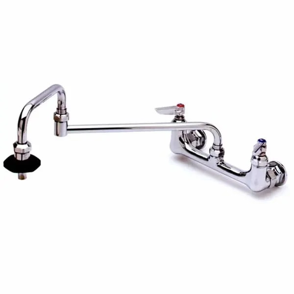 T&S B-0597-CR 8" Wall Mount Pot and Kettle Filler Faucet with 18" Double-Jointed Swing Nozzle — main image