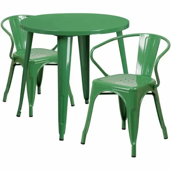 Flash Furniture CH-51090TH-2-18ARM-GN-GG Green Metal Table and Chair Set with Two Chairs — main image