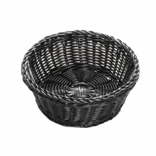 Tablecraft M2475 Round Black Woven Ridal Basket 8-1/4" x 3-1/4" | Case of 12 — main image
