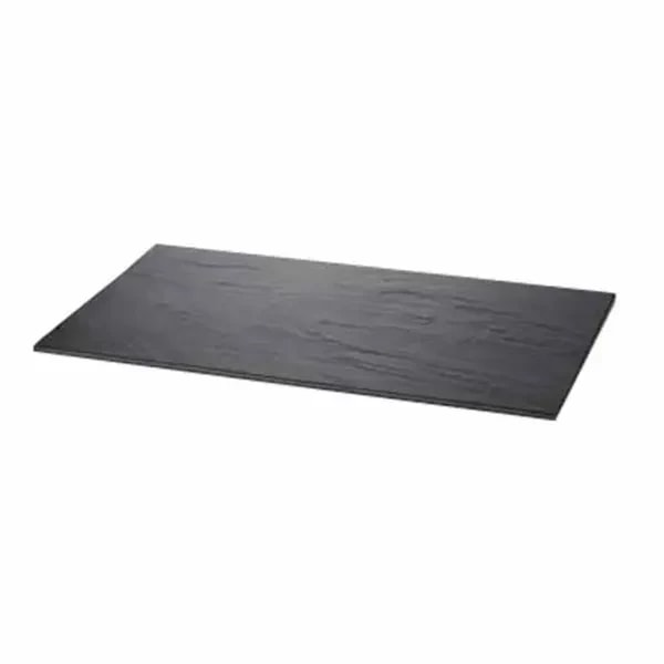 Tablecraft MG1 Frostone Black Slate Rectangular Melamine Serving Tray 20-3/4" x 12-3/4" — main image