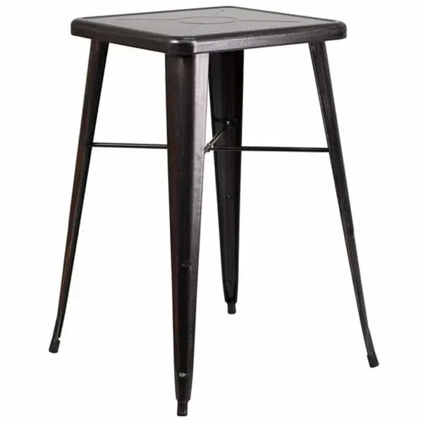 Flash Furniture CH-31330-BQ-GG Square Bar Height Galvanized Steel Black and Antique Gold Table — main image