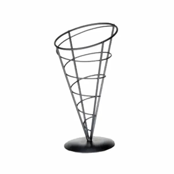 Tablecraft AC59 Black Metal Vertigo Appetizer Cone 5" x 9" — main image