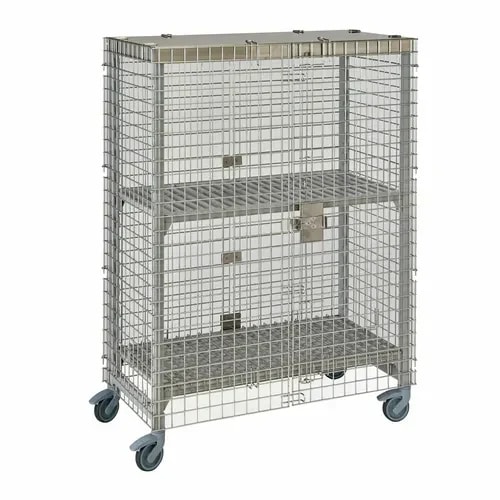 Cambro Camshelving CPMU244867SUPKG Stainless Steel Premium Mobile Security Cage 50-1/4"W X 26-3/4"D X 67-3/4"H — main image