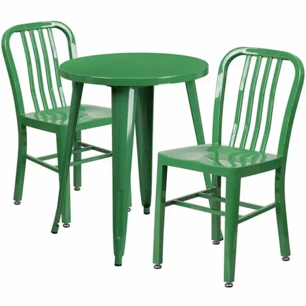 Flash Furniture CH-51080TH-2-18VRT-GN-GG Green Metal Table and Chair Set with Two Chairs — main image